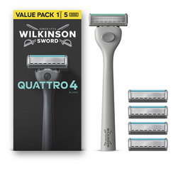Wilkinson Sword Quattro 4 Máquina de Afeitar + 5 Recambios, Hombre