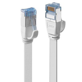 Lindy Cat.6A U/FTP Flat Network Cable, 2m, Blanco, Cable de Red Plano con Conector RJ45, Blindado, Soporte 10/100/1000 Base-T, Garantía de 10 Años