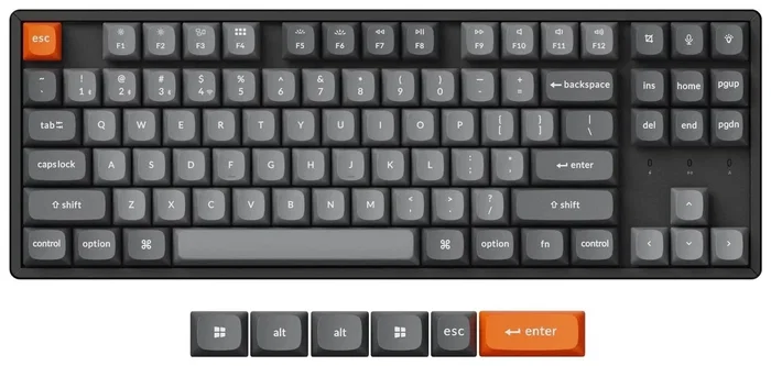 Keychron K8M-J4 Teclado Mecánico Inalámbrico 80% TKL Banana Switch Distribución Polaca RGB