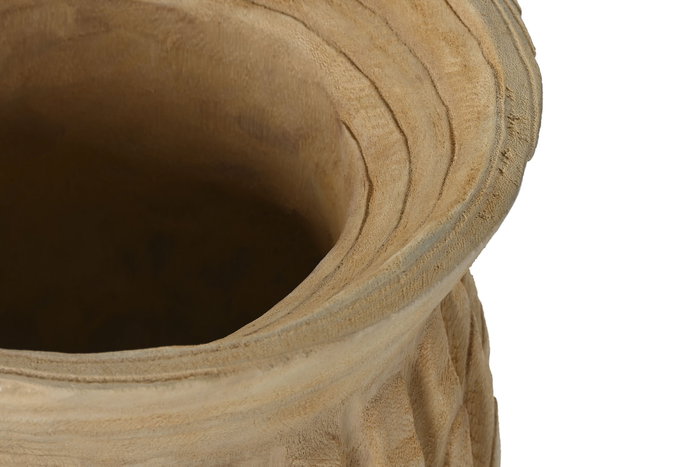 DKD Home Decor Jarrón de Madera Paulownia Tallado Natural 28x28x36 cm DKD Home Decor Jarrón de Madera Paulownia Tallado Natural 28x28x36 cm