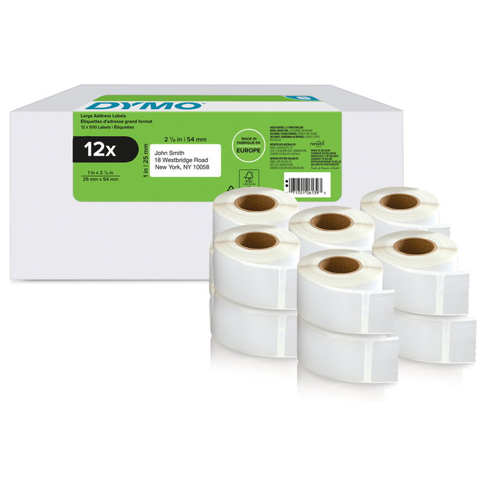 Dymo Etiquetas LabelWriter 25x54mm Blanco (Pack 12 Rollos) Dymo Etiquetas LabelWriter 25x54mm Blanco (Pack 12 Rollos)