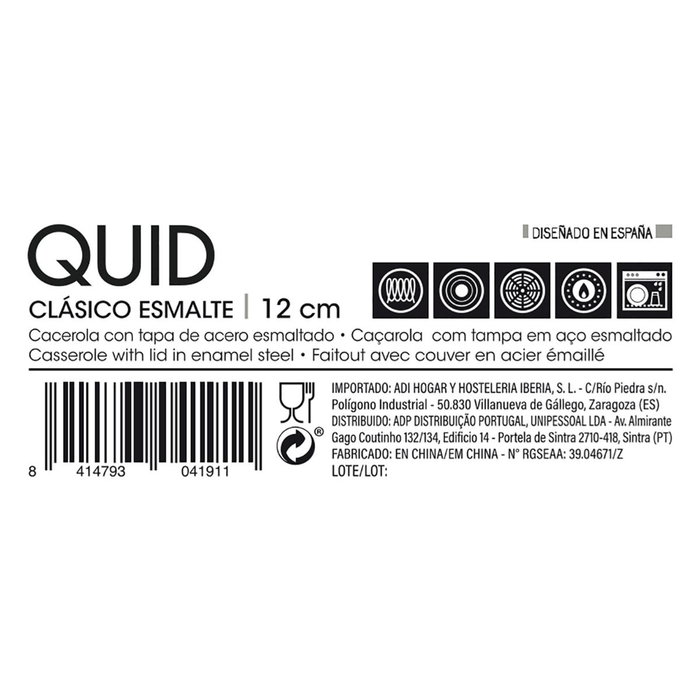 Cacerola Acero Esmaltado Clasico Esmalte Quid 12 cm – 0,75 L