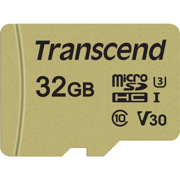 Transcend Tarjeta microSDHC USD500S 32 GB con Adaptador, Oro Transcend Tarjeta microSDHC USD500S 32 GB con Adaptador, Oro