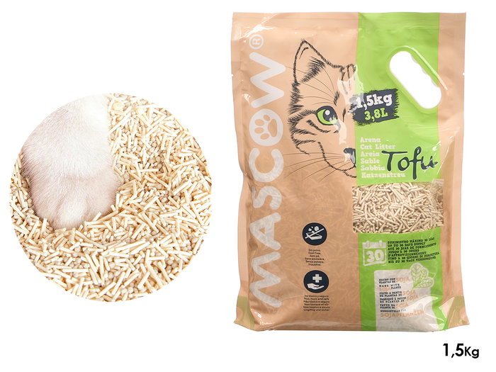 Mascow Arena para Gato Vegetal 3.8L / 1.5Kg - Hecha de Guisante, Maíz y Bambú con Aglutinantes Naturales - Color Tierra - Dimensiones 24x32x5 cm (Set de 8) Mascow Arena para Gato Vegetal 3.8L / 1.5Kg - Hecha de Guisante, Maíz y Bambú con Aglutinantes Naturales - Color Tierra - Dimensiones 24x32x5 cm (Set de 8)