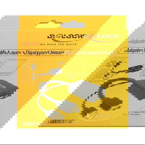 DELOCK Adaptador HDMI-A Macho a Displayport 1.2 Hembra Negro 0.245m