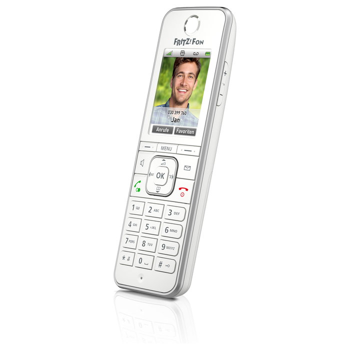 AVM Fon C6 Teléfono DECT Inalámbrico, Altavoz, Identificador de Llamadas, Blanco