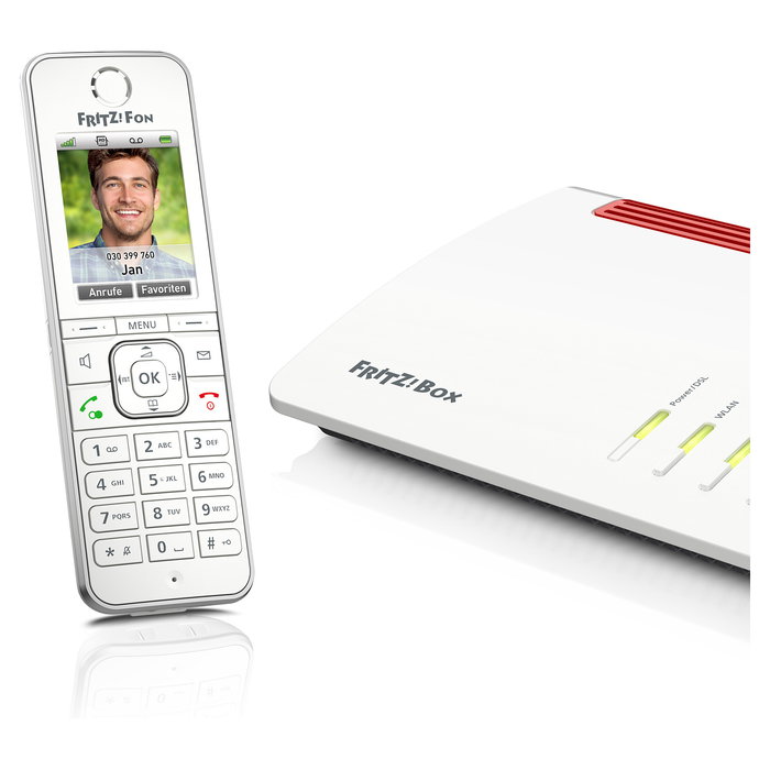 AVM Fon C6 Teléfono DECT Inalámbrico, Altavoz, Identificador de Llamadas, Blanco