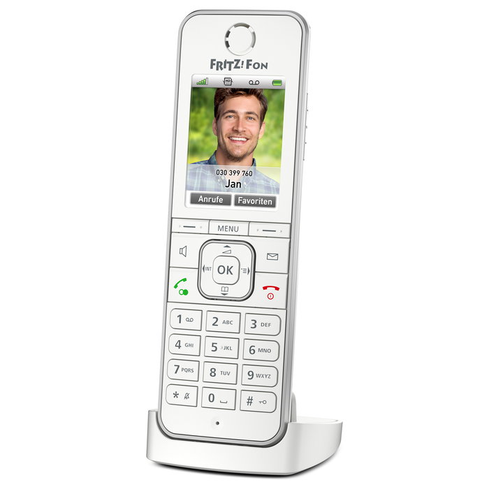 AVM Fon C6 Teléfono DECT Inalámbrico, Altavoz, Identificador de Llamadas, Blanco