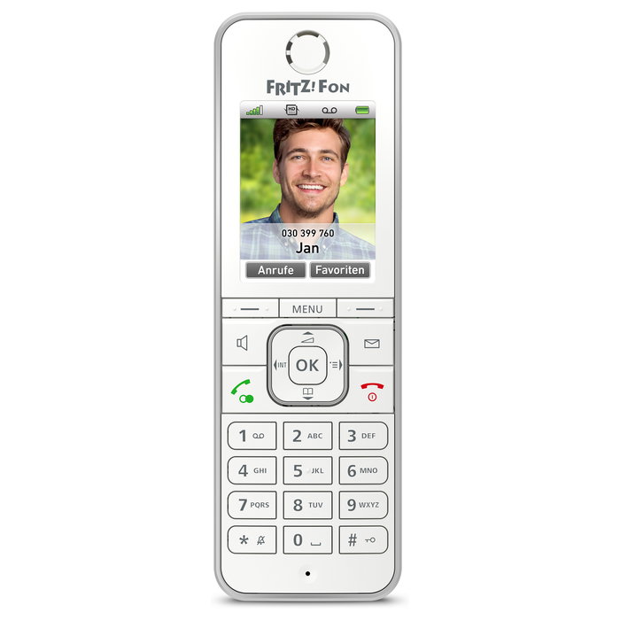 AVM Fon C6 Teléfono DECT Inalámbrico, Altavoz, Identificador de Llamadas, Blanco