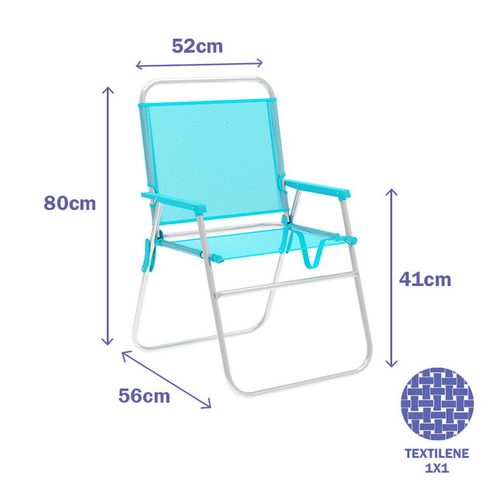 Marbueno Silla Plegable Aluminio Aguamarina