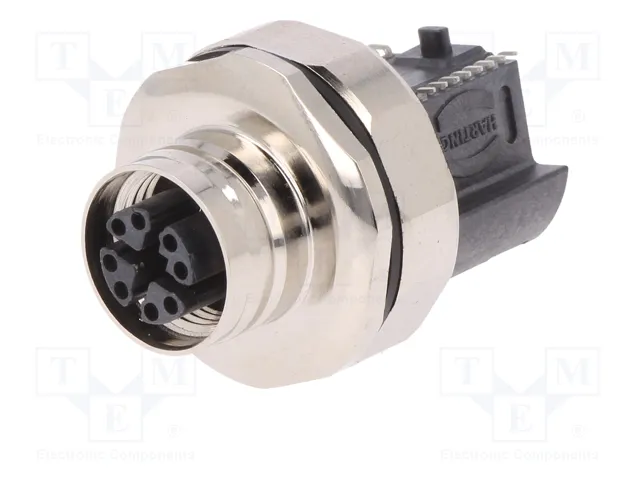 HARTING Conector M12 Hembra 8 Pines SMT PoE Cat 6a