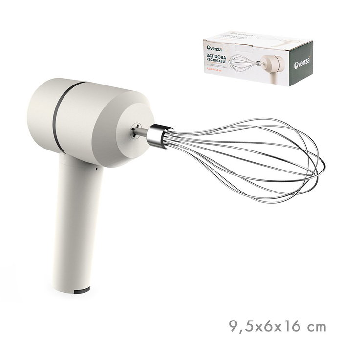 Ovenza Batidora de Mano Recargable 800 mAh, Blanca, 3 Velocidades, 20W, Alimentación por Cable USB, Dimensiones 9.5 x 5.8 x 16.2 cm Ovenza Batidora de Mano Recargable 800 mAh, Blanca, 3 Velocidades, 20W, Alimentación por Cable USB, Dimensiones 9.5 x 5.8 x 16.2 cm