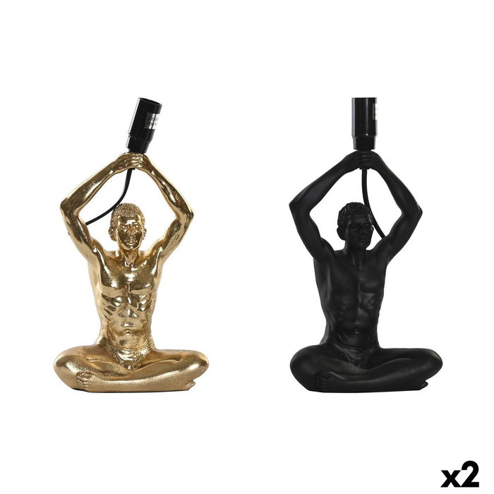 DKD Home Decor Lámpara de Sobremesa de Resina Negro y Dorado Surtido de 2 Unidades