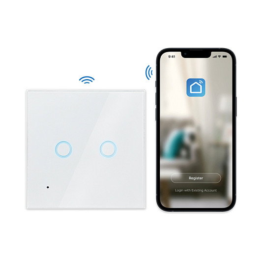 LogiLink SH0112 Interruptor Inteligente WiFi de 2 vías, Blanco