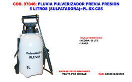 Pluvia Pulverizador Previa Presión 5 L PL-SX-CS5 (Sulfatadora)</html>