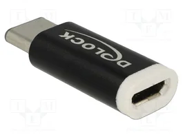DeLOCK 65678 Adaptador USB 2.0 Micro-B hembra a USB Type-C™ macho, negro y blanco