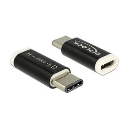 DeLOCK Adaptador USB 2.0 Tipo C a Micro B 65678 Negro Blanco, Velocidad 480 Mbps
