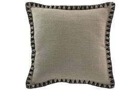 DKD Home Decor Cojin India lino 2c25 Tradicional Natural Negro 45 x 45 cm (2 Unidades)