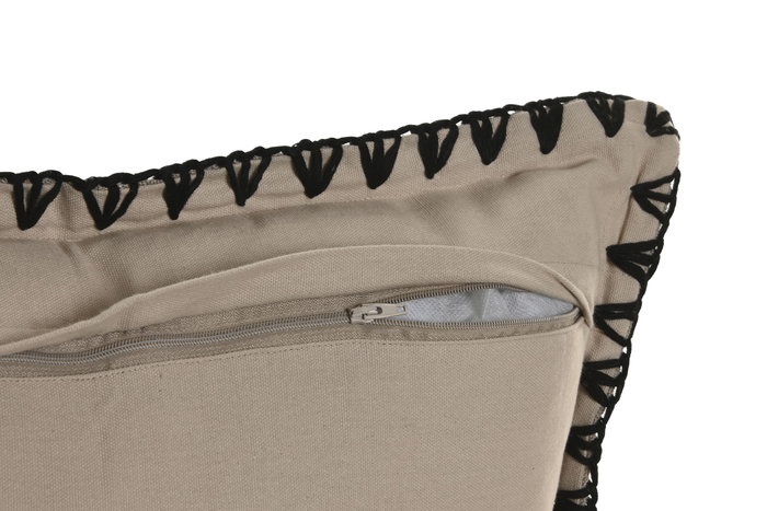 DKD Home Decor Cojin India lino 2c25 Tradicional Natural Negro 45 x 45 cm (2 Unidades)