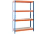Ar storage Estanteria metalica 200x100x60cm 4 estantes 430kg por estante bandejas de madera sin tornillos azul naranja