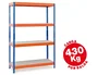 Ar storage Estanteria metalica 200x100x60cm 4 estantes 430kg por estante bandejas de madera sin tornillos azul naranja