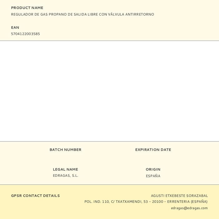 Igt Regulador de gas propano de salida libre con válvula antirretorno Igt Regulador de gas propano de salida libre con válvula antirretorno