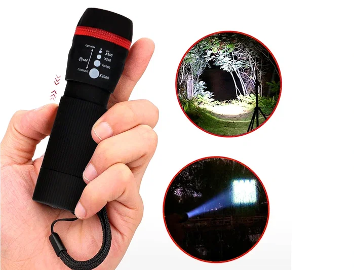 Q-connect Linterna KF18749 con Zoom de 1W y 3 Pilas AAA