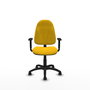 Silla de oficina Algarra con mecanismo Contacto permanente básico tapizada con Tela color Amarillo. Equipada con Base poliamida negra, Brazos 1D y Ruedas autofrenantes