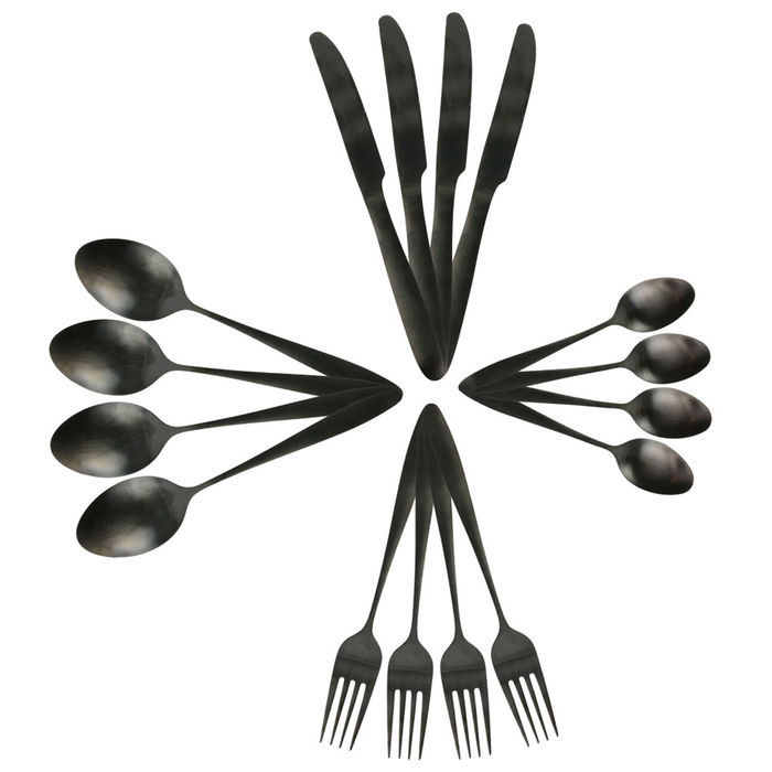 Home Deco Factory Cubertería 16 Piezas Negra Colección Lounge Acero Inoxidable