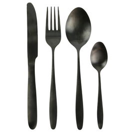 Home Deco Factory Cubertería 16 Piezas Negra Colección Lounge Acero Inoxidable