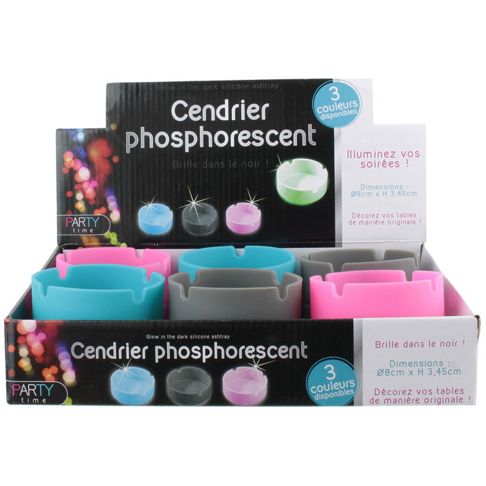 Party Time Cenicero de Silicona Fosforescente para Fiestas Brilla en la Oscuridad d.8 cm
