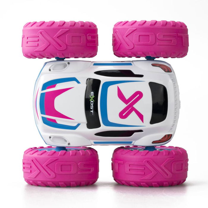 Bizak Exost 360 Cross Amazone - Coche Radiocontrol con Giro 360°, Carrocería Doble Cara y Luces LED, Verde/Negro