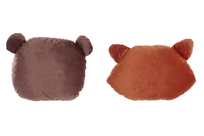 DKD Home Decor Cojin Kids Animales del Bosque Naranja Marron Poliester 12 x 28 x 39 cm (6 Unidades)
