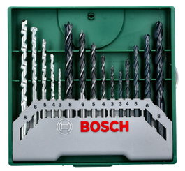 Bosch Set de 15 Brocas para Metal, Piedra y Madera (3-8 mm)
