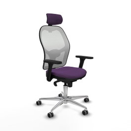 PIQUERAS Y CRESPO Silla de oficina Jorquera con mecanismo Sincro, Tela Morada y Malla Blanca