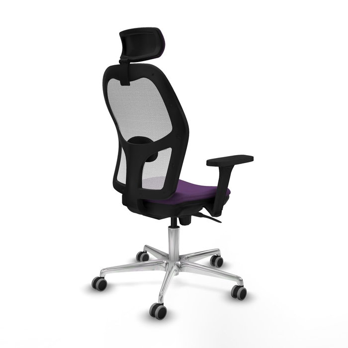 PIQUERAS Y CRESPO Silla de oficina Jorquera con mecanismo Sincro, Tela Morada y Malla Blanca