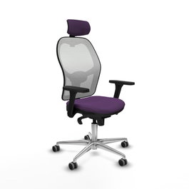 PIQUERAS Y CRESPO Silla de oficina Jorquera con mecanismo Sincro, Tela Morada y Malla Blanca