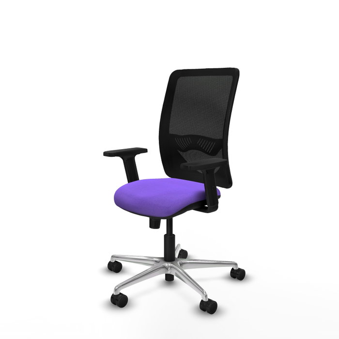 PIQUERAS Y CRESPO Silla de oficina Zulema con mecanismo Sincro, Tela Lila y Malla Negra PIQUERAS Y CRESPO Silla de oficina Zulema con mecanismo Sincro, Tela Lila y Malla Negra