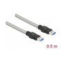 DeLOCK Cable USB 3.2 Gen 1 Tipo-A a Tipo-A con cubierta metálica, 0,5 m