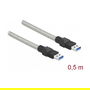 Delock Cable USB 3.2 Gen 1 Tipo-A Macho a Tipo-A Macho 5 Gbps con Cubierta Metálica, 0.5 m