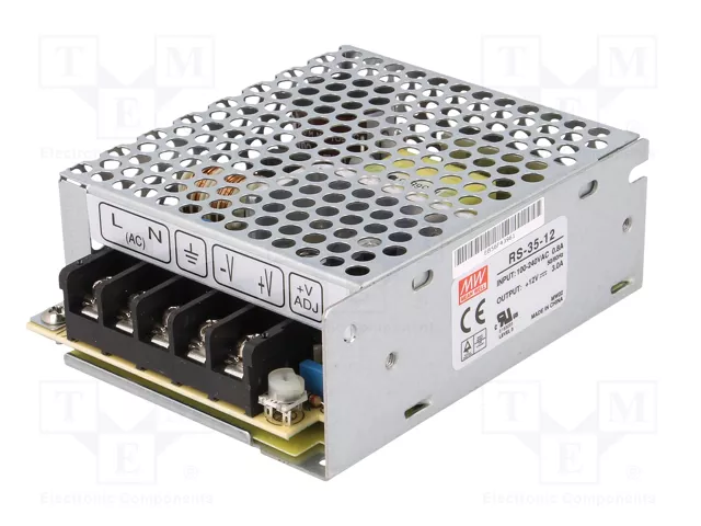 MEAN WELL RS-35-12 Alimentador de impulso 35W 12VDC MEAN WELL RS-35-12 Alimentador de impulso 35W 12VDC