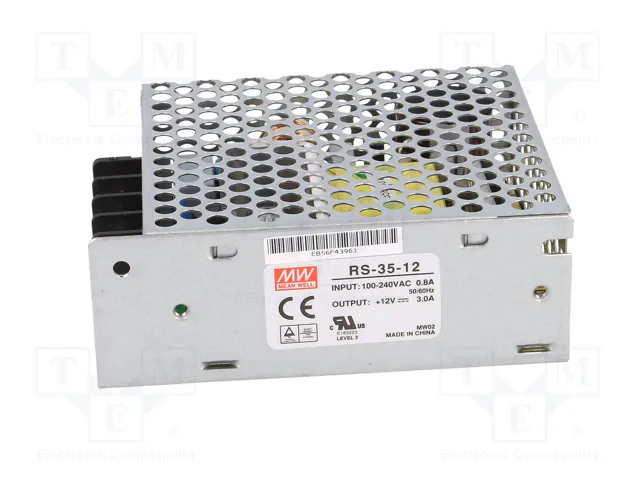 MEAN WELL RS-35-12 Alimentador de impulso 35W 12VDC MEAN WELL RS-35-12 Alimentador de impulso 35W 12VDC