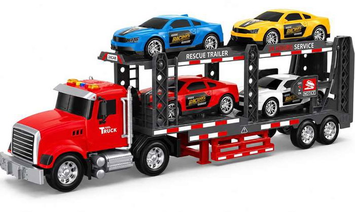 Jugatoys Camion Portacoches con coches, luces y sonidos escala 1:24 Jugatoys Camion Portacoches con coches, luces y sonidos escala 1:24