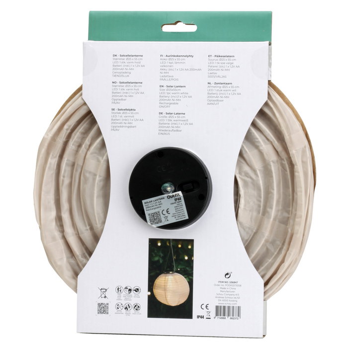 Outfit Farolillo Solar LED IP44 con Panel Solar, Altura Ajustable 24-50 cm, Diámetro 25 cm