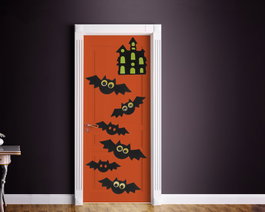 Set Decorativo Murciélagos Halloween - 7 Piezas Con Castillo Para Puertas - Decoración De Misterio Para Pasillos Y Casas Embrujadas