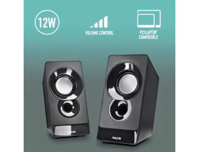 Ngs Altavoz sb10 para PC 12W Estéreo USB Entrada Jack 3,5 mm Color Negro