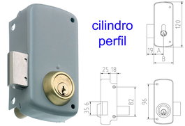 MCM Cerradura de sobreponer 2556CP derecha pintada con cilindro de perfil