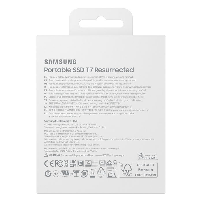 Samsung MU-PD2T0G/WW SSD Portable T7, 2 TB, USB-C 3.2 Gen 2 (1050 MB/s), Plata, Aluminio, Resistente a Caídas, Cifrado AES 256-bit Samsung MU-PD2T0G/WW SSD Portable T7, 2 TB, USB-C 3.2 Gen 2 (1050 MB/s), Plata, Aluminio, Resistente a Caídas, Cifrado AES 256-bit