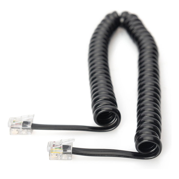 Digitus UAE Cable Modulo Espiral de 2 m, RJ10 a RJ10 Macho, Negro
