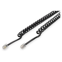 Digitus UAE Cable Modulo Espiral de 2 m, RJ10 a RJ10 Macho, Negro
